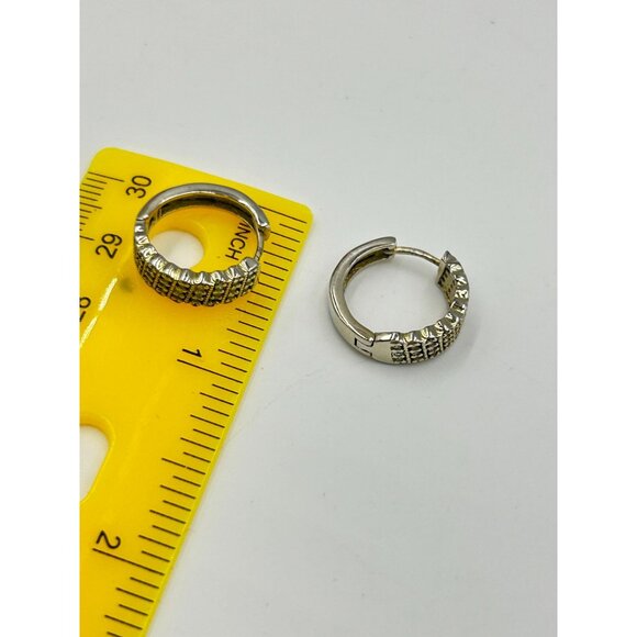 Gold Over Sterling Silver Hoop Earrings with CZ Stones Diameter - Picture 5 of 6